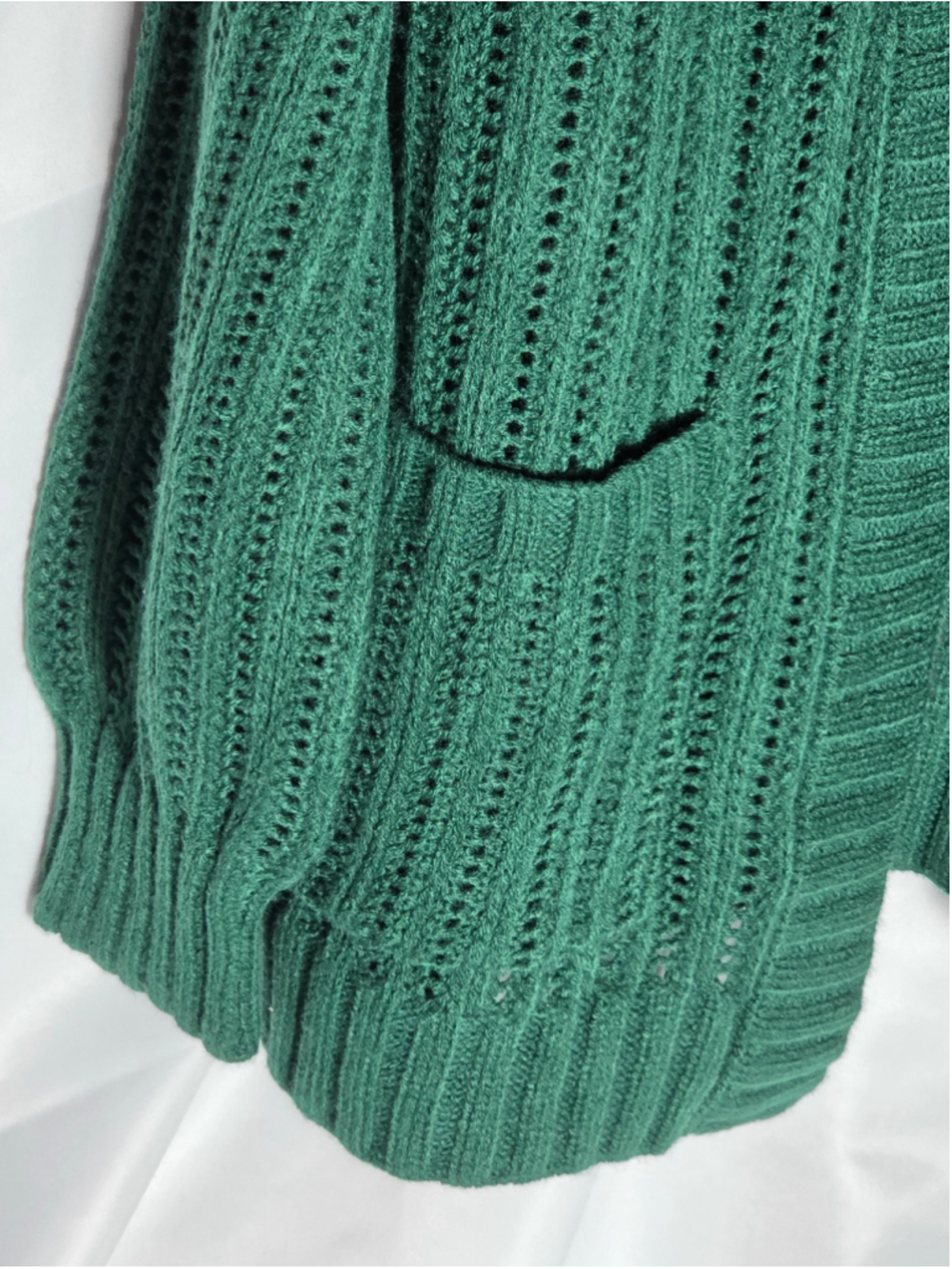 Women's SO Open Front Knit Cardigan Sweater Green Size S fall cozy grandmacore - Picture 3 of 5
